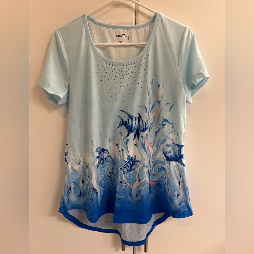 Coral Bay Women’s Top L W/Rhinestones